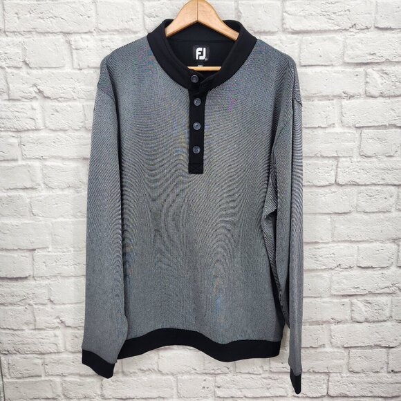 FootJoy Jacquard 1/4 Button Pullover Grey Gray Black Golf Outdoor  Men's XXL - Picture 1 of 15